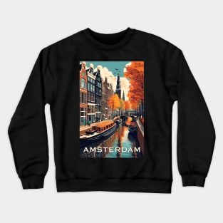 Amsterdam Vintage Style Modern Travel Poster Crewneck Sweatshirt